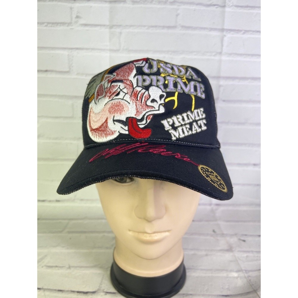 Cliff Raven Pig USDA Prime Meat Ed Hardy Tattoo Embroidered Snapback Hat Cap